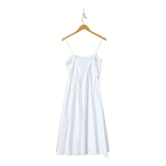 J. Crew Midi Dress A-line Stretch Cotton Poplin White sz 2 NWT Adjustabl… - Picture 5 of 14